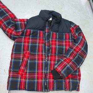 Men’s H&M Studio bubble style coat in plaid. Size Medium.
